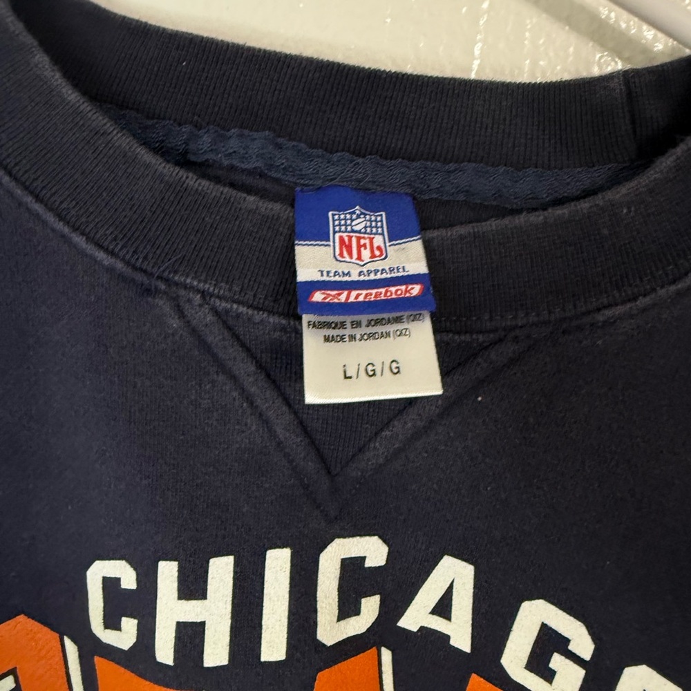 Vintage Chicago Bears Crewneck Reebok Mens L Heavyweight Y2K Navy Blue Spellout - Picture 5 of 10